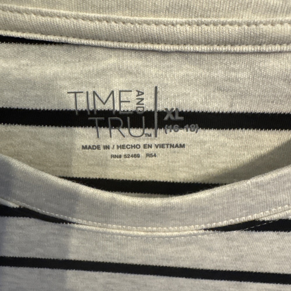 New NWT Time and Tru Women's 100% Cotton Black Soot Striped Seamed Midi Dress XL - Picture 5 of 7